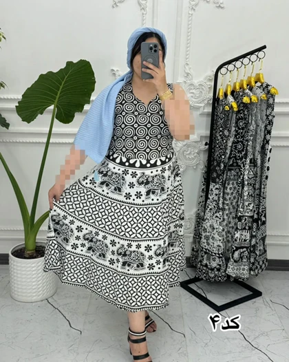 سارافون ساحلی لنگی سفید مشکی 1378