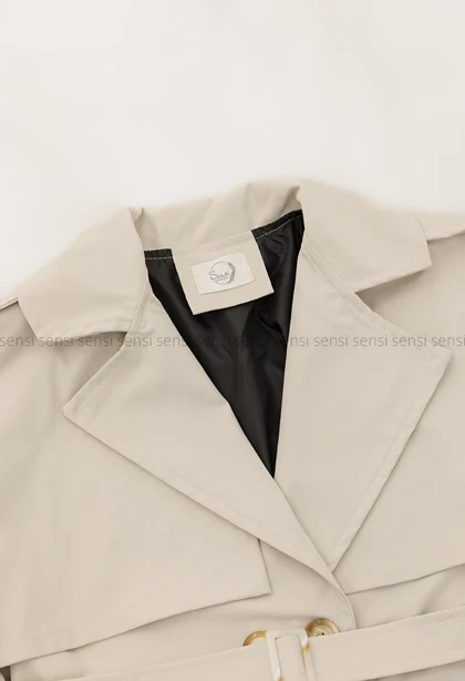 ترنچ کت جلودکمه آستردار@@کد1004294