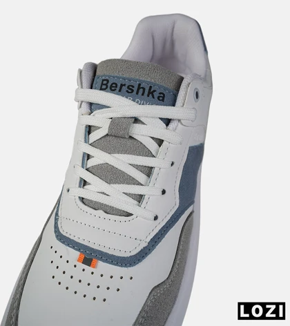 کفش کتانی کژوال برشکا سفید آبی مردانه و زنانه مدل 8850 کفش اسپرت Bershka
