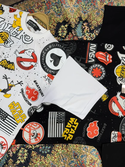 تیشرت لانگ استیکردار چاپی