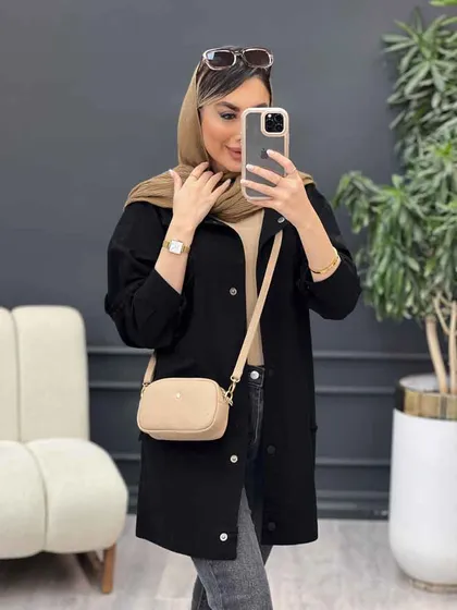 مانتو برش هلالی آستین ریش