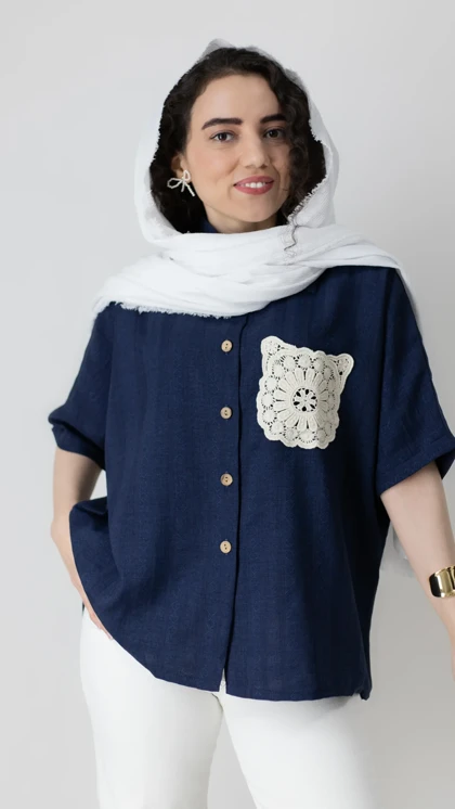 شومیز جیب مکرومه