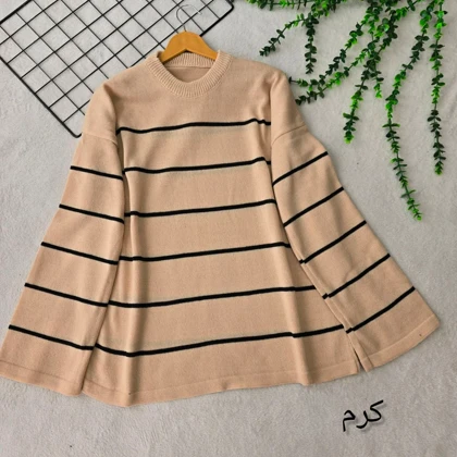 بلوز بافت لش خط‌دار ( پینترستی)