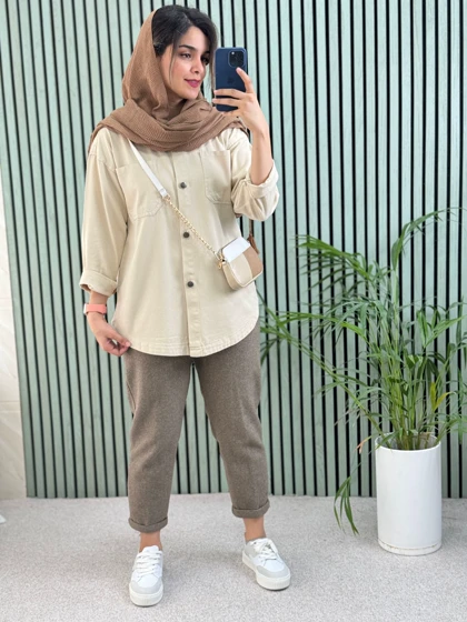 مانتو جین رنگی نیلای