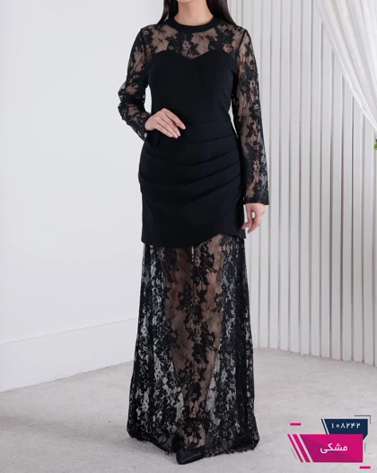 پیراهن مجلسی دالقیچ دامن دانتل TAFFETA