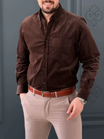 پیراهن 030804 مخمل شکلاتی
