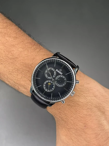 ساعت مچی رادو فول دیت بند چرمی مشکی Rado