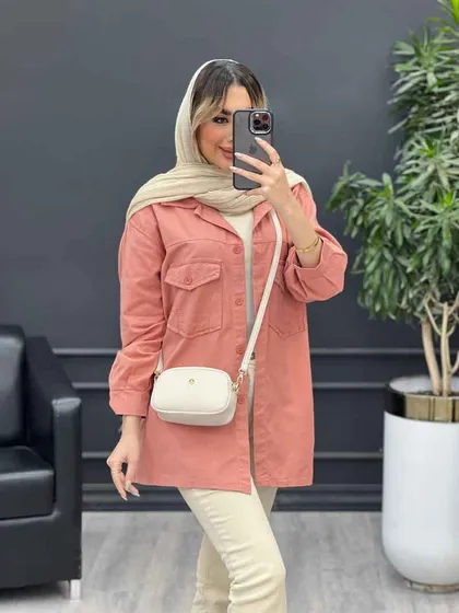 مانتو کتان پشت جیب
