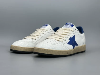 کتانی گلدن گوس بال استار چرم سفید آبی آبی/Golden Goose Ball star