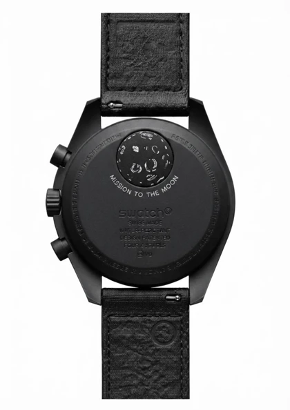 ساعت امگا سواچ ماه مشکی نیو با بند رابر Omega Swatch to the Moon