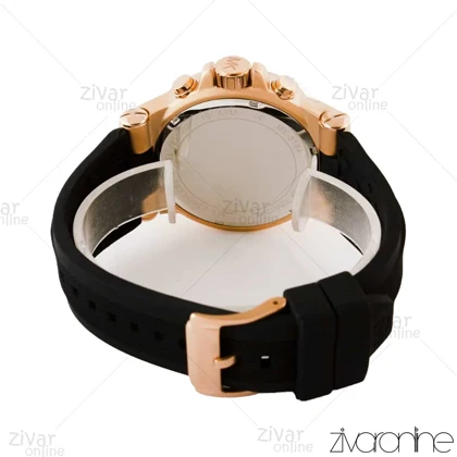 ساعت مایکل کورس مردانه رزگلد مشکی بند رابر 104374