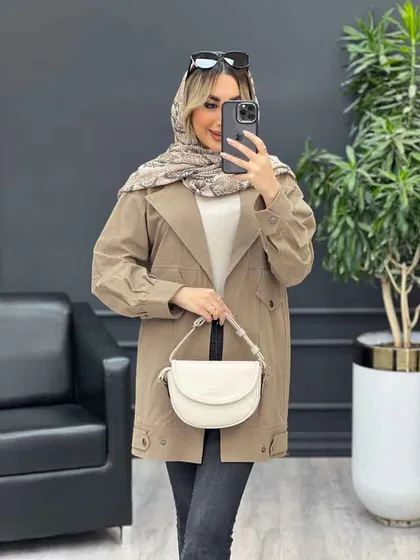مانتو لینن دو جیب نما پایین پاگن
