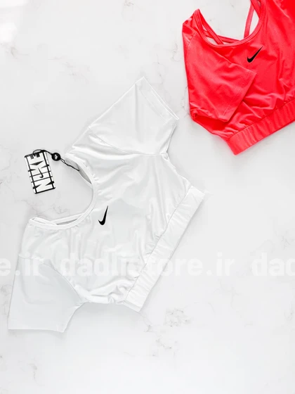 کراپ تاپ وزرشی آستین کوتاه پشت‌باز بندی نایکی Nike
