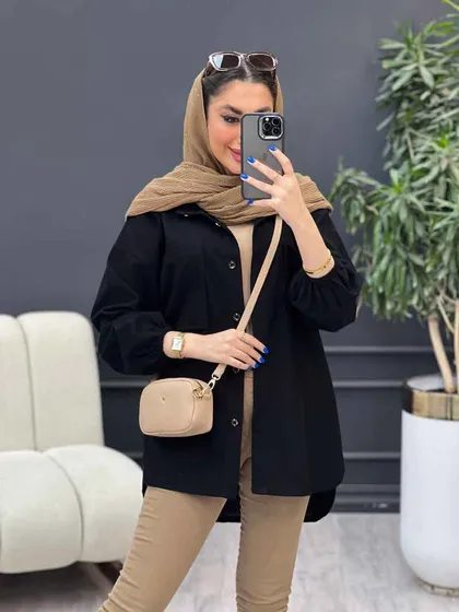 مانتو لینن آستین کش دو جیب
