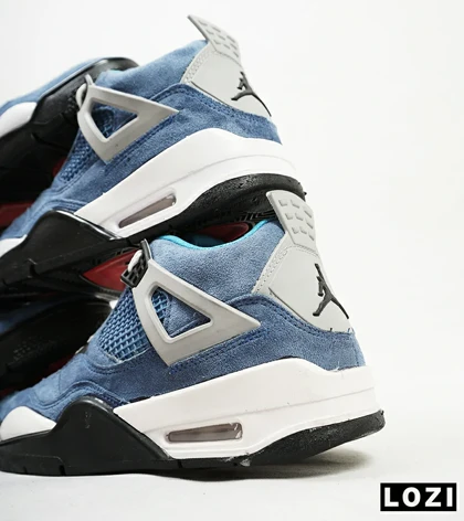کفش کتانی ساق‌دار مردانه آبی سفید Nike air jordan 4