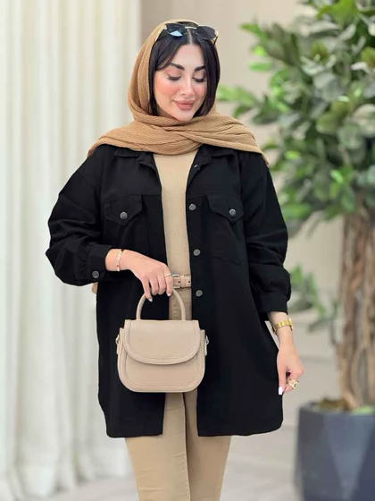 مانتو کتان دو جیب پاکتی شیلا