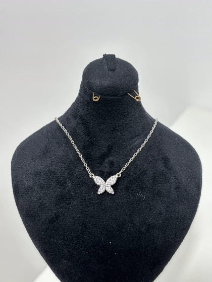 گردنبند نقره پروانه رنگی زنانه 979