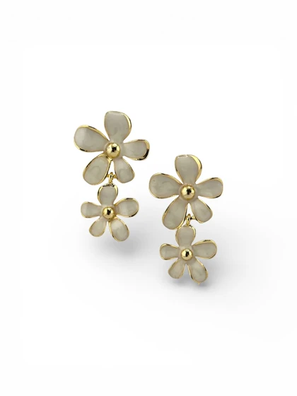 گوشواره میخی گل مینا کاری 2 تکه