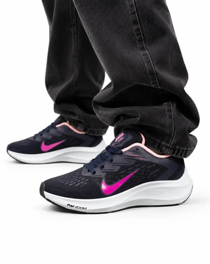 کفش کتانی زنانه مدل نایک ایر زوم سرمه ای صورتی NIKE IR ZOOM