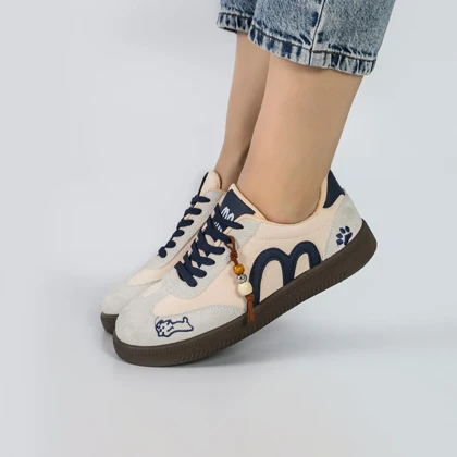 کفش اسپرت و راحتی زنانه و دخترانه مدل میو میو MIU رنگ کرم سرمه ای کد M984