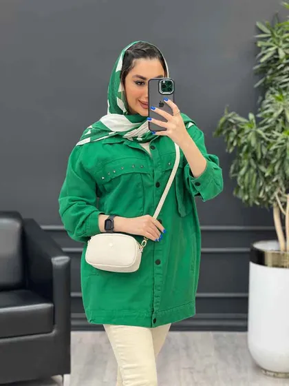 مانتو کتان چهار جیب پرچ پارلا