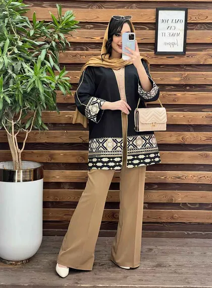 مانتو ژاکارد پولک دوزی
