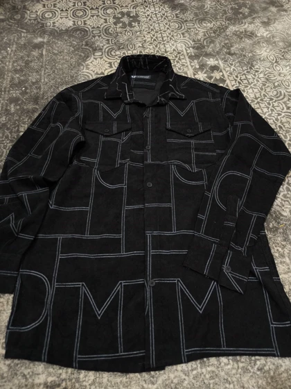 پیراهن کبریتی ریز مشکی با طرح M مونوگرام خاص Monogram Pattern”