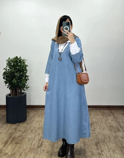 پیراهن مانتویی جین پاییزه پرستو