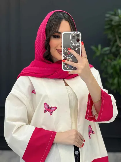 مانتو لینن ترکیبی طرح پروانه