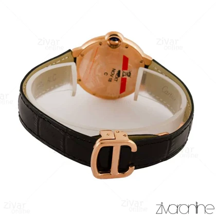 ساعت کارتیر بالن بلو بندچرم دورنگین رزگلد 105265