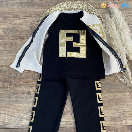 ست سویشرت و تیشرت و شلوار دخترانه FENDI سه تکه