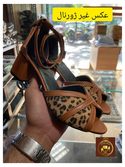صندل پلنگی زنانه مجلسی جلوباز