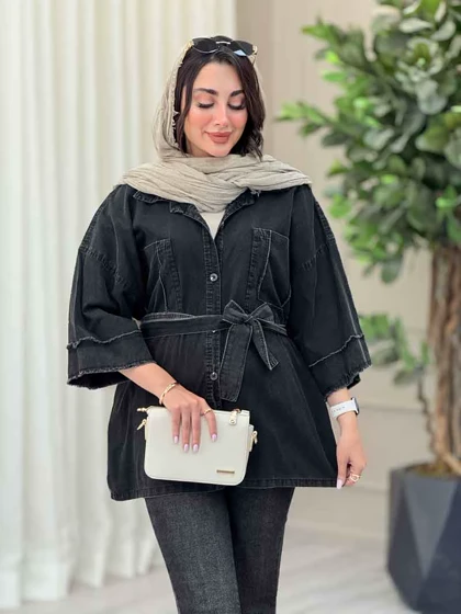 مانتو دو جیب ریش دار پروین