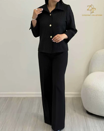 کراپ کت زنانه ژاکارد مشکی میلو