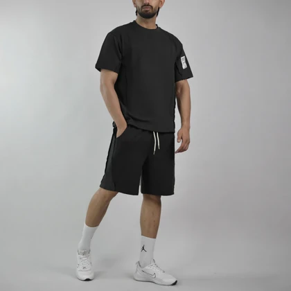 ست تیشرت و شلوارک اسپرت دنیم ور مدل HZ-202 مشکی