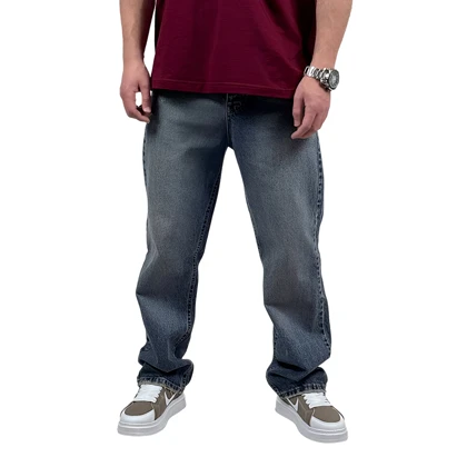 شلوار جین بگ مردانه آبی حاله دار کد 9