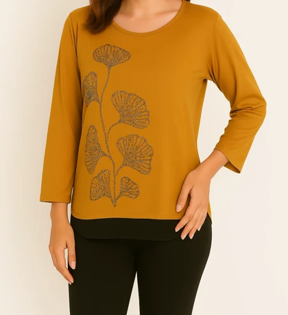 بلوز زنانه مجلسی ویسکوز طرح گل نگین‌دار