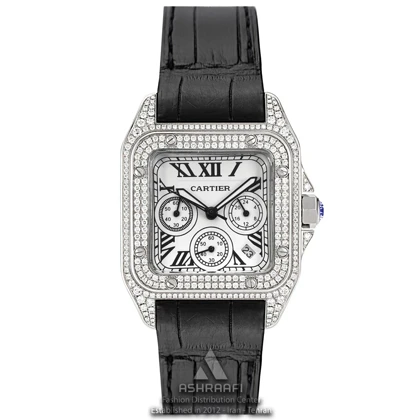 ساعت زنانه کارتیه سانتوس کرنوگراف Cartier Santos 100 Diamond SKW