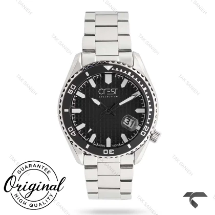 ساعت کرست مردانه 6318-1 استیل صفحه مشکی Crest-10987-G