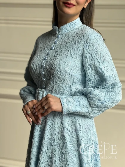 پیراهن گیپور کمربند دار