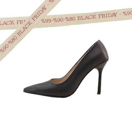 کفش پاشنه‌دار چرم زنانه مشکی مدل sh145