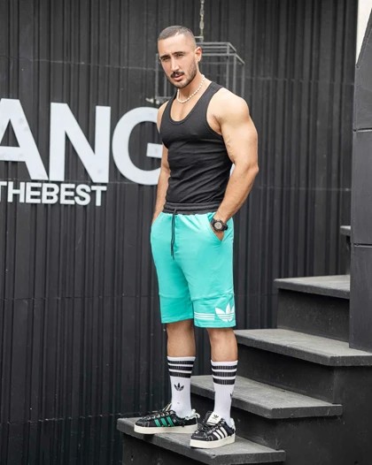 شلوارک بگ ورزشی ADIDAS فیروزه ای