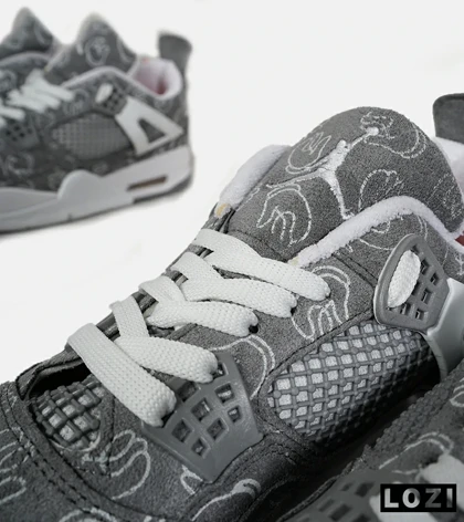 کفش کتانی ساق‌دار مردانه و زنانه طوسی Jordan 4 x Kaws مدل 6888