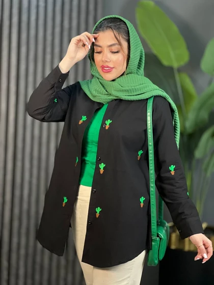 مانتو لینن گلدوزی کاکتوس کد 1633