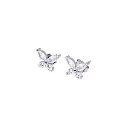 گوشواره نقره میخی نگین‌دار مدل پروانه