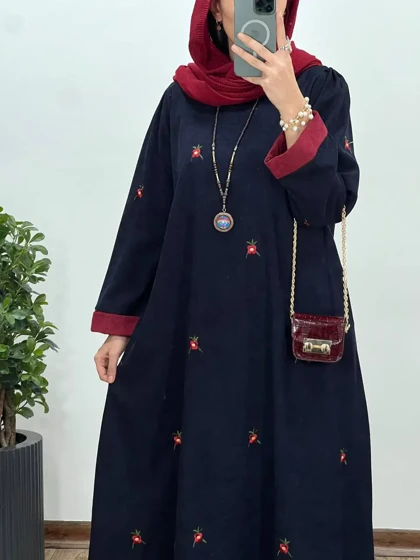 پیراهن مانتویی گلدوزی بهین