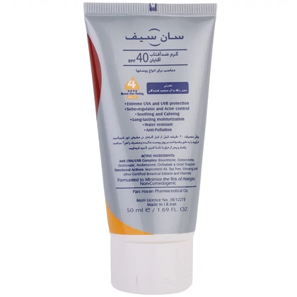 کرم ضد آفتاب مردانه سان سیف SunSafe مدل ACTI-SUN بی رنگ با SPF40