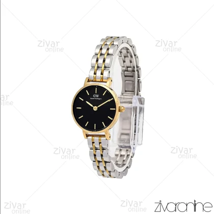 ساعت دنیل ولینگتون زنانه طلایی نقره ای صفحه مشکی خطی اسمال 106315