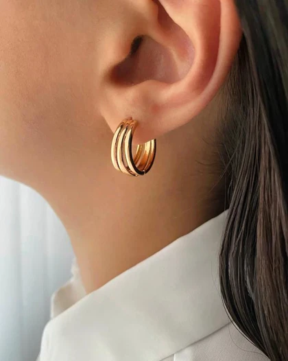 گوشواره حلقه‌ای سه لاین ژوپینگ