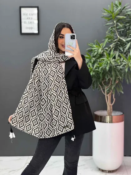 شال طرح دار حریر نخ